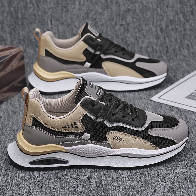 Chaussures de sport d'été pour hommes, nouvelle maille respirante, version coréenne, tendance, polyvalente, à semelle épaisse, chaussures de course décontractées pour hommes