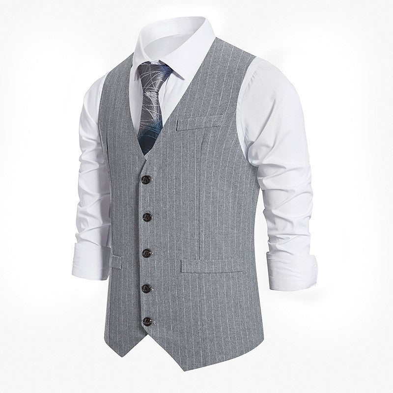 Gatsby Style Stripe Single Breasted Vest for Men Casual Suit Vest Plus Size