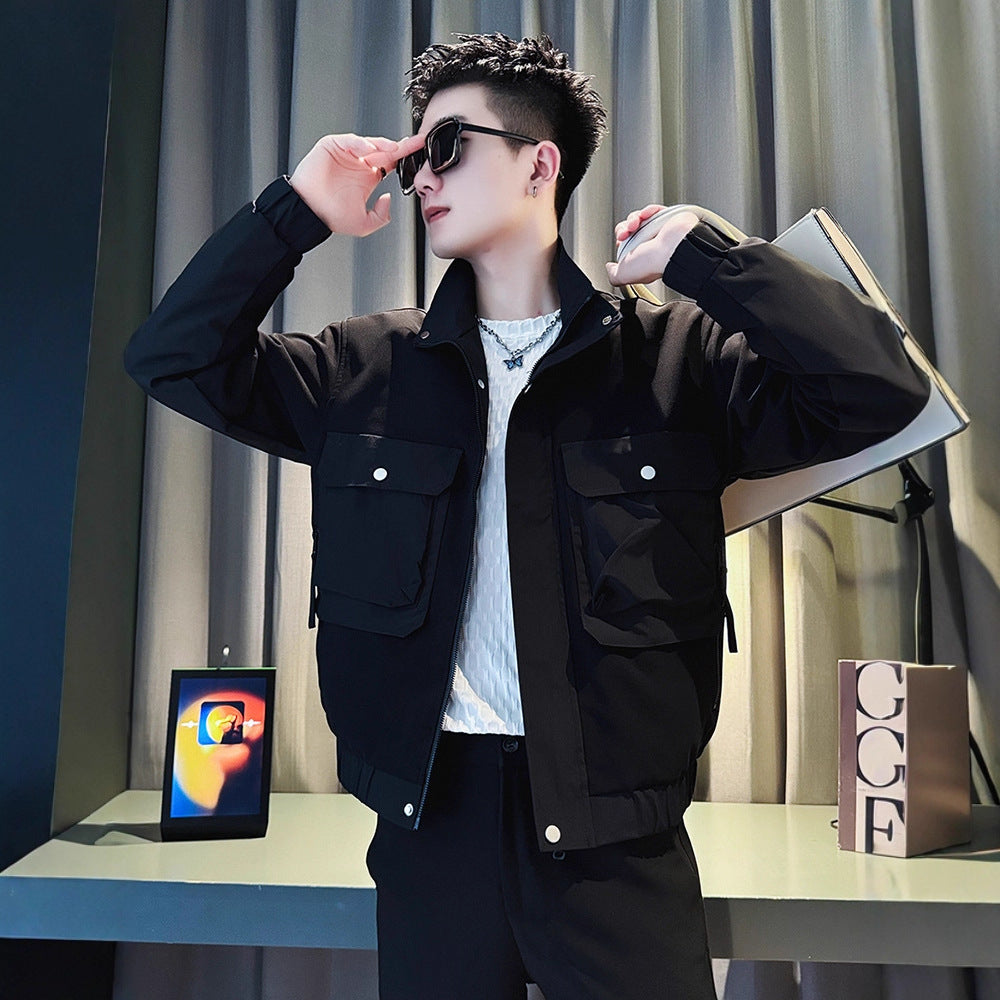 Casual Streetwear Stand-Up Collar Jacket for Men