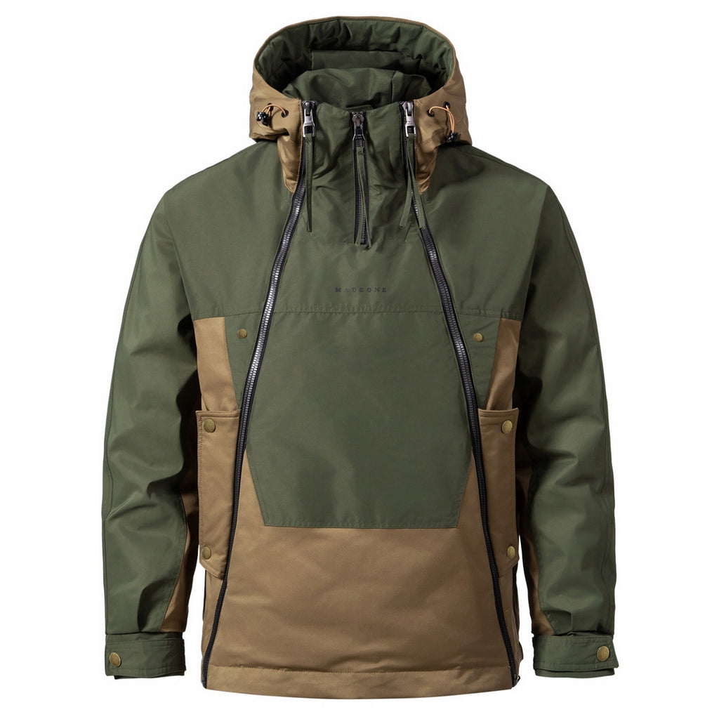 Veste décontractée en coton pour hommes avec double fermeture éclair fonctionnelle