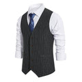 Gilet Homme Simple Boutonnage Rayé Style Gatsby Gilet de Costume Décontracté Grande Taille