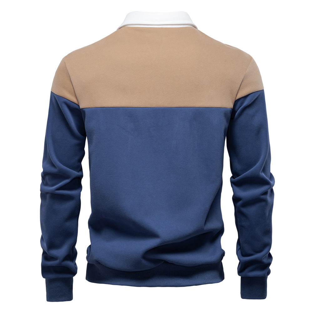 Sweat-shirt homme à col polo et manches longues