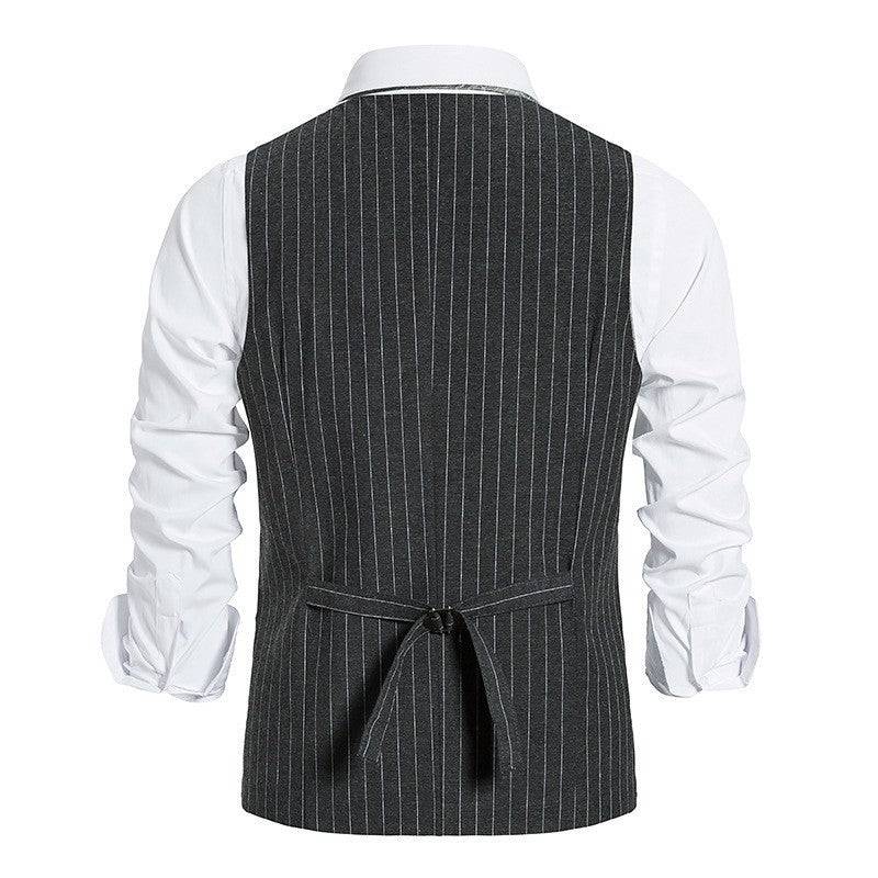 Gatsby Style Stripe Single Breasted Vest for Men Casual Suit Vest Plus Size