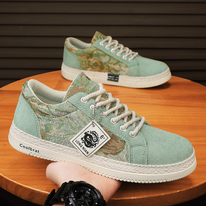 Chaussures de sport et de loisirs tendance et polyvalentes pour hommes en toile de lin