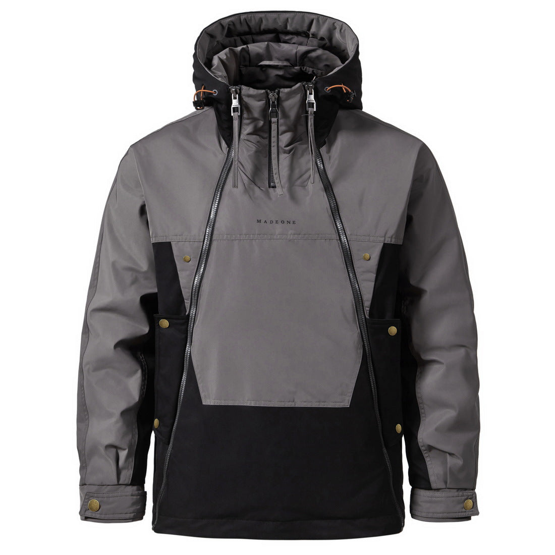 Veste décontractée en coton pour hommes avec double fermeture éclair fonctionnelle
