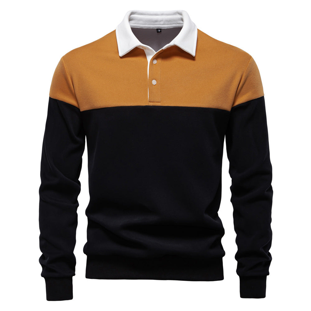 Sweat-shirt homme à col polo et manches longues