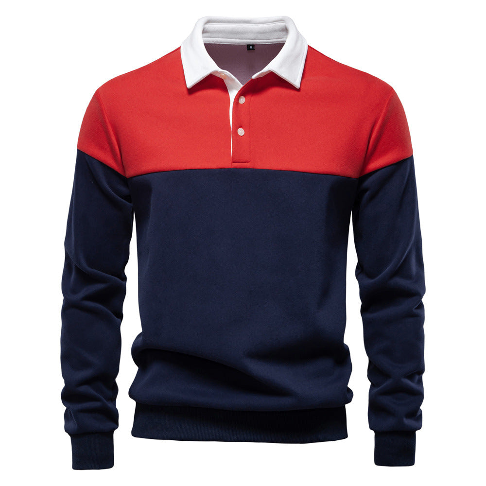 Sweat-shirt homme à col polo et manches longues
