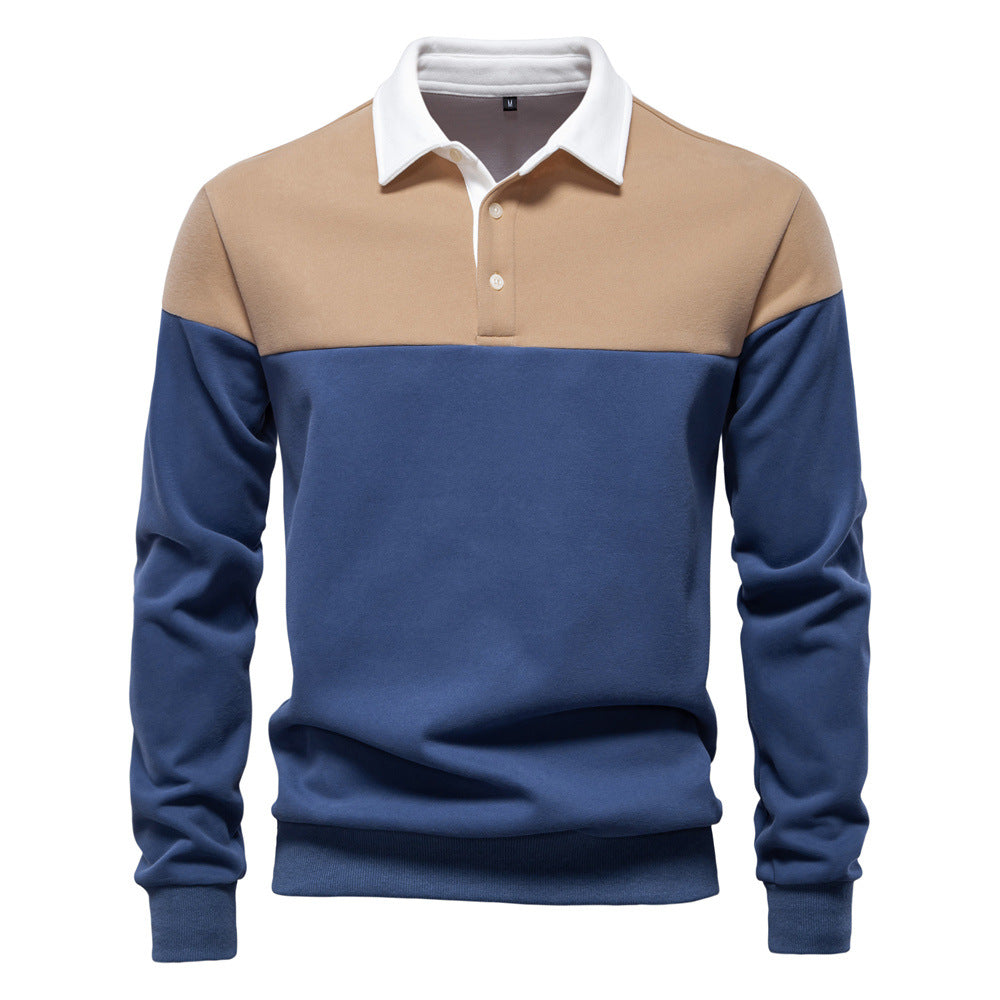 Sweat-shirt homme à col polo et manches longues