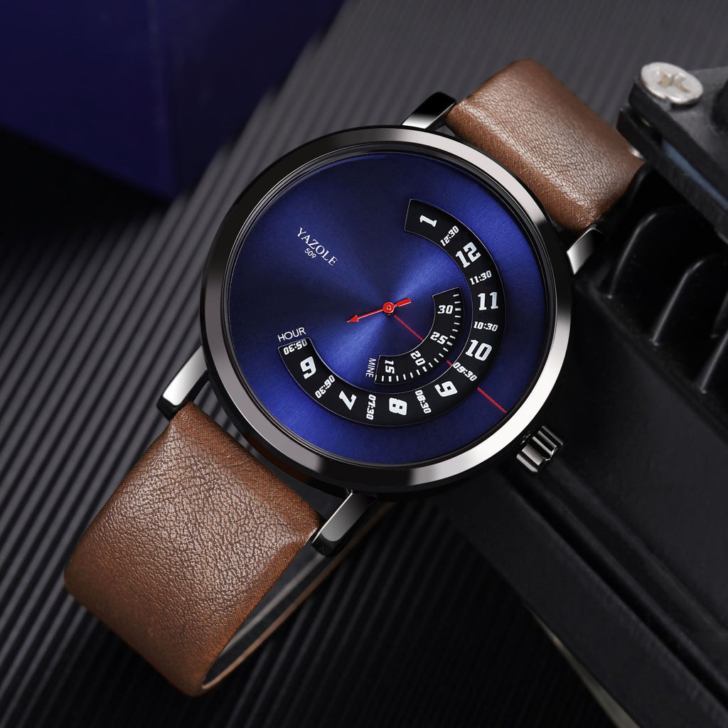 Fashion Rotary Non-Mechanical Quartz Watch Men's Wristwatch Yazole Men's Watch