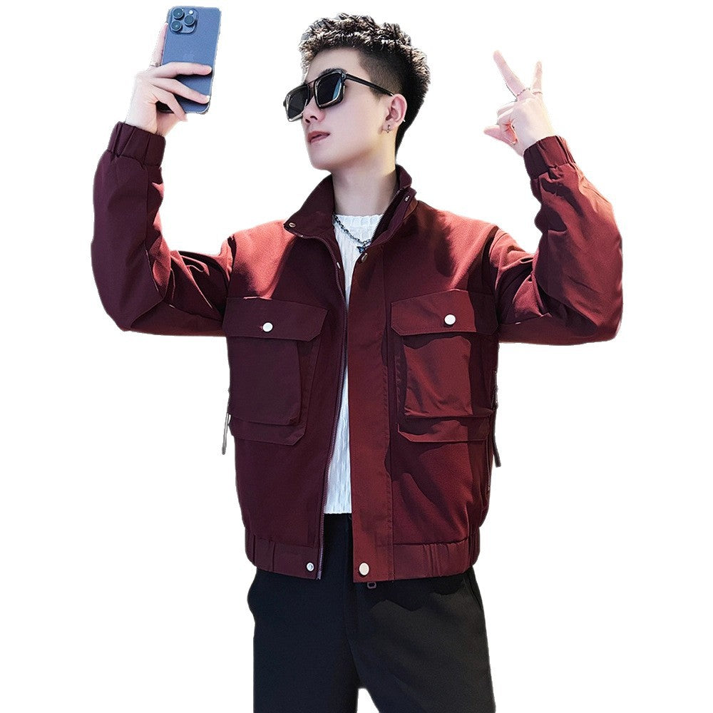 Casual Streetwear Stand-Up Collar Jacket for Men