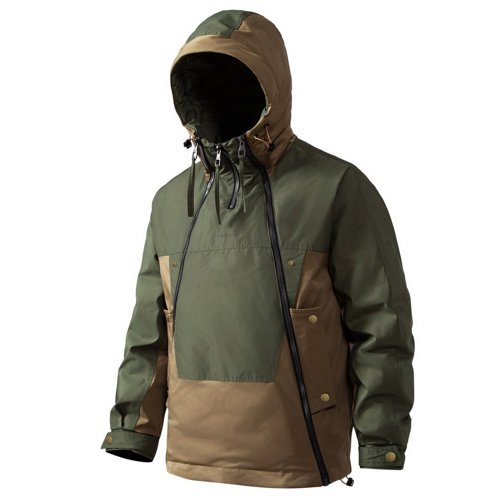 Veste décontractée en coton pour hommes avec double fermeture éclair fonctionnelle