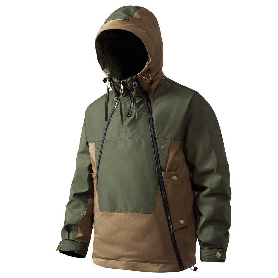 Veste décontractée en coton pour hommes avec double fermeture éclair fonctionnelle