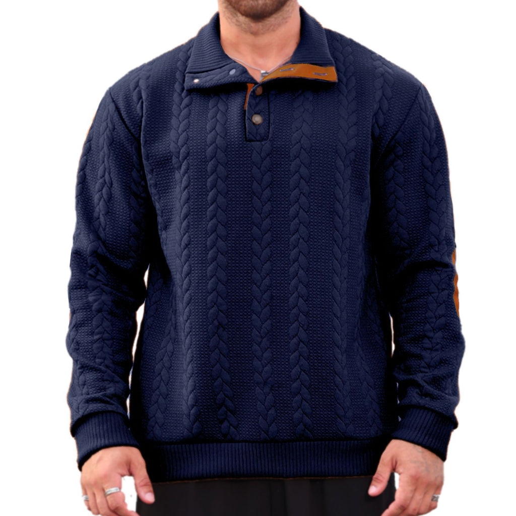 Long sleeved embroidered pullover sweater for men