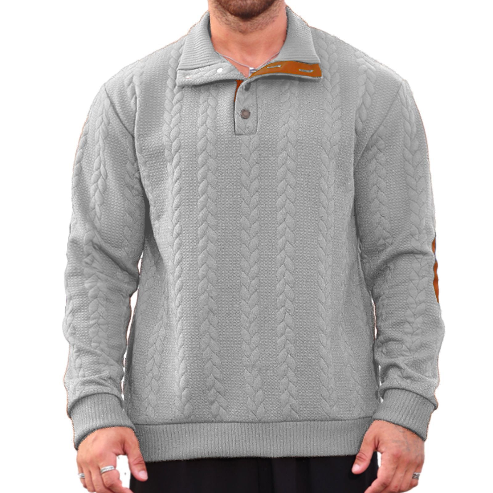 Long sleeved embroidered pullover sweater for men
