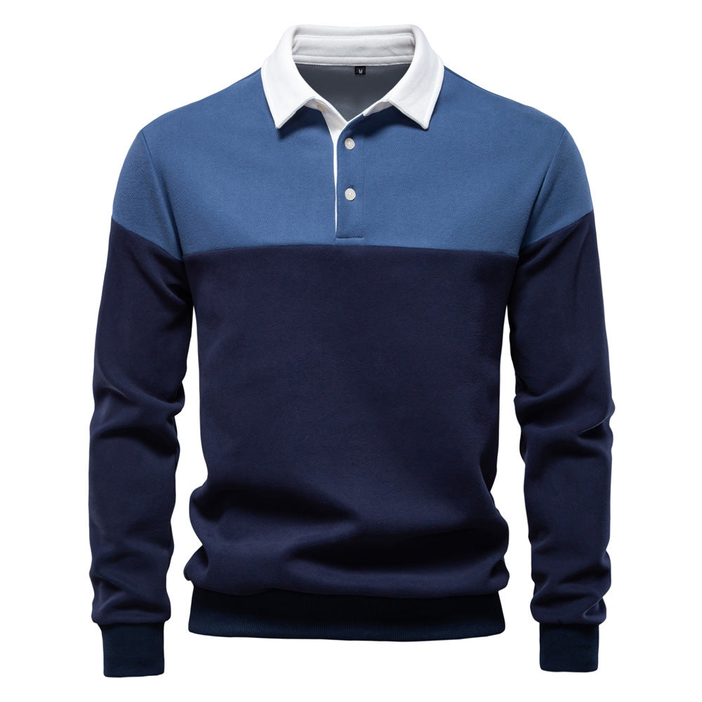 Sweat-shirt homme à col polo et manches longues