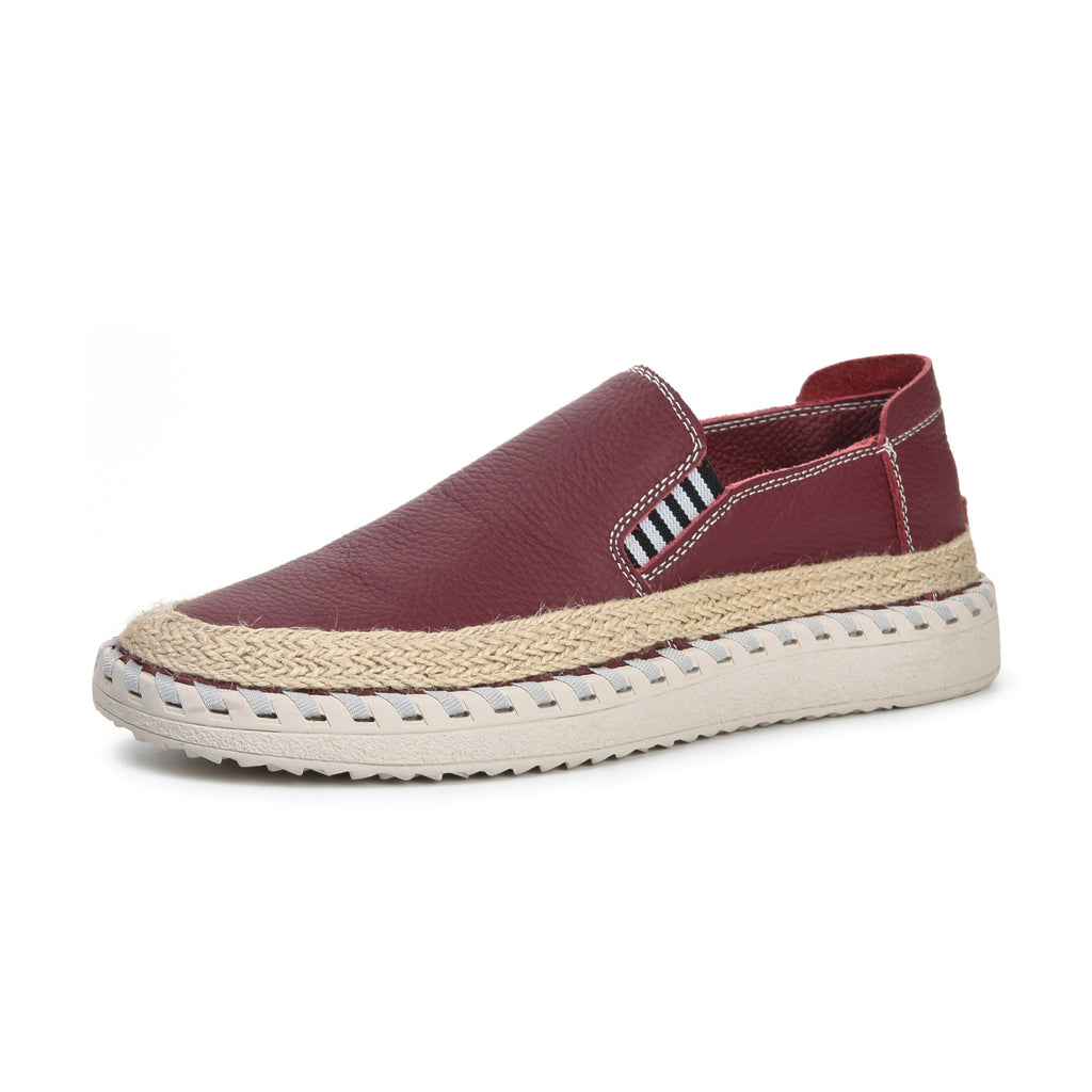 Chaussures de massage en cuir faites à la main, cousues, bout en cuir de vachette, décontractées, style pêcheur, chaussures pour hommes à enfiler.