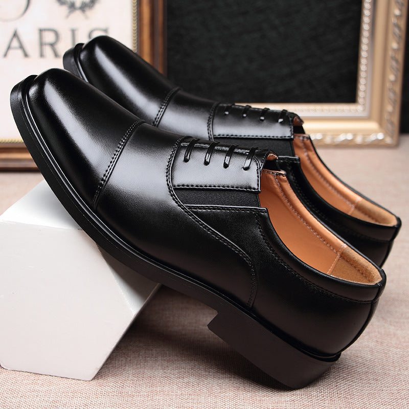 Chaussures en cuir standard de capitaine à trois pointes pour hommes, chaussures décontractées de sécurité noires