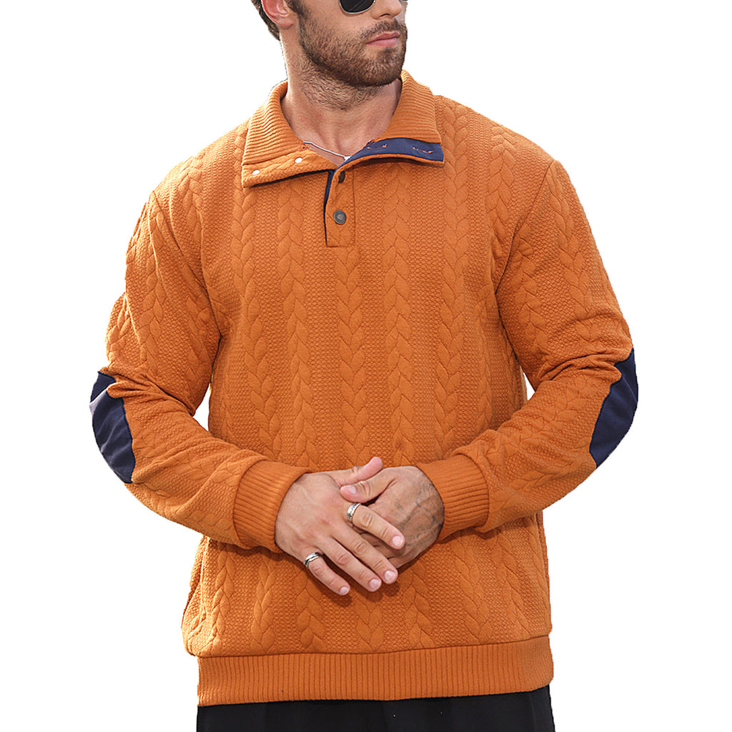 Long sleeved embroidered pullover sweater for men
