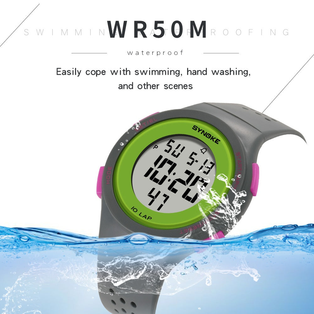 Thin LED Waterproof Electronic Watch for Swimming, Fashionable Sports Watch for Students and Couples, New Color Trendy Style