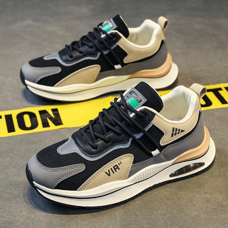 Chaussures de sport d'été pour hommes, nouvelle maille respirante, version coréenne, tendance, polyvalente, à semelle épaisse, chaussures de course décontractées pour hommes