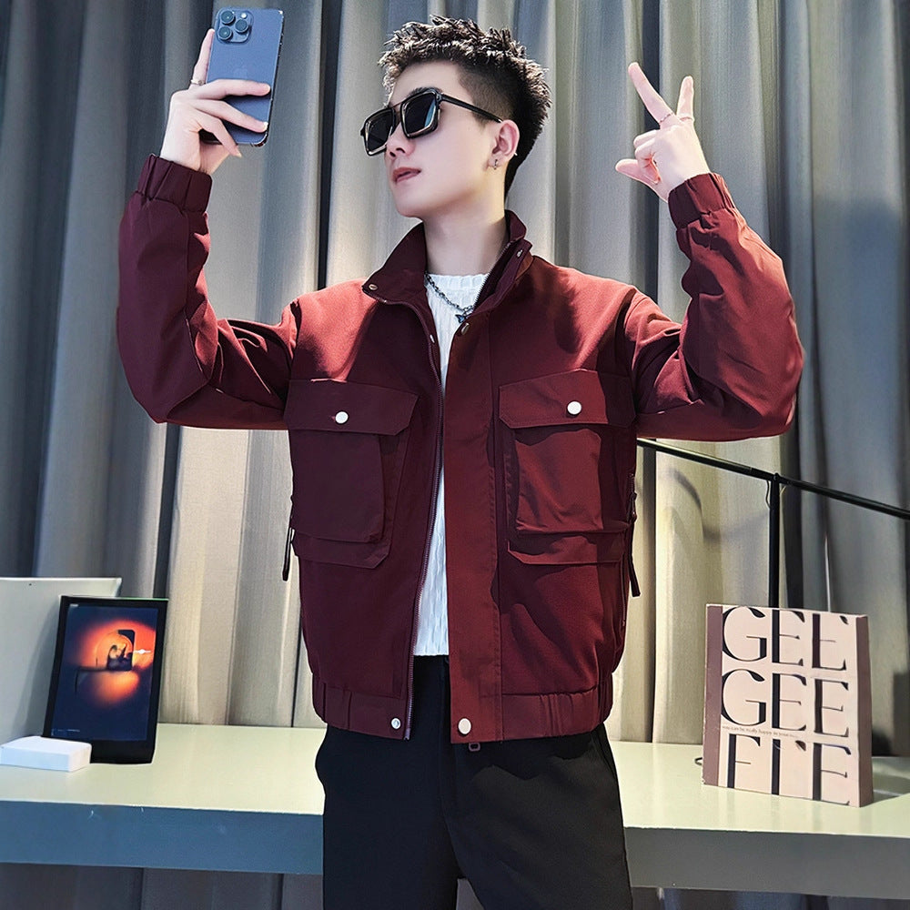Casual Streetwear Stand-Up Collar Jacket for Men