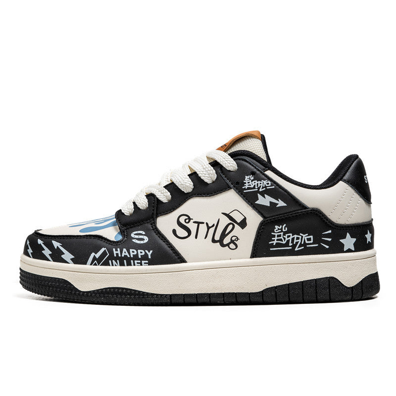 Chaussures basses à lacets pour hommes, version coréenne, chaussures d'étudiant tendance à blocs de couleurs, chaussures de skate décontractées d'extérieur de niche